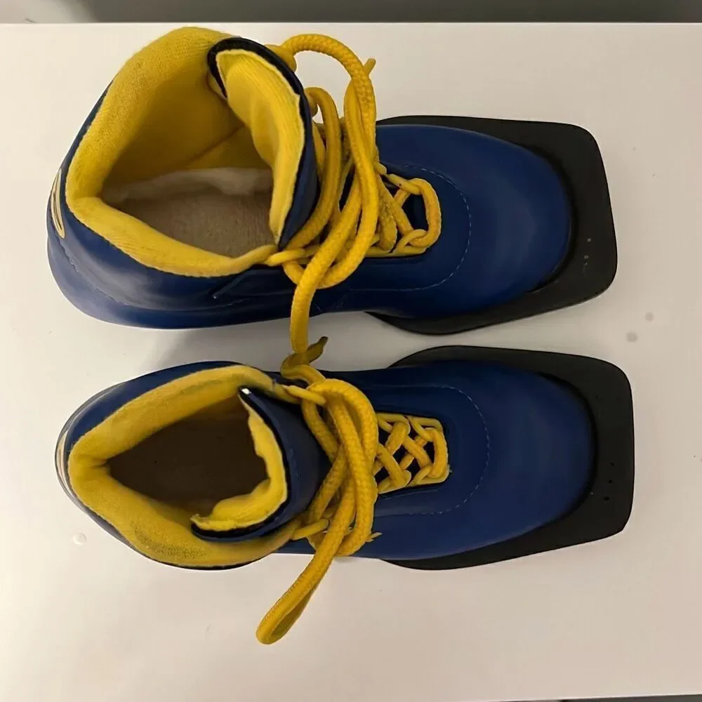 Rossignol Kids' Blue Yellow LTS JR Nordic 75mm Cross Country Ski Boots Size 8.5
